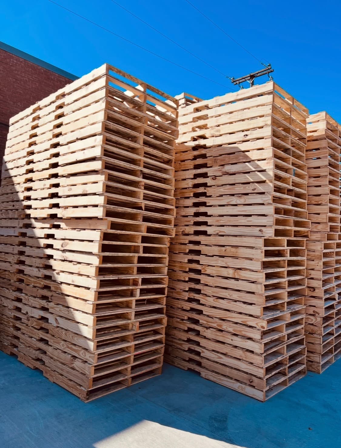 Stacks of wooden pallets